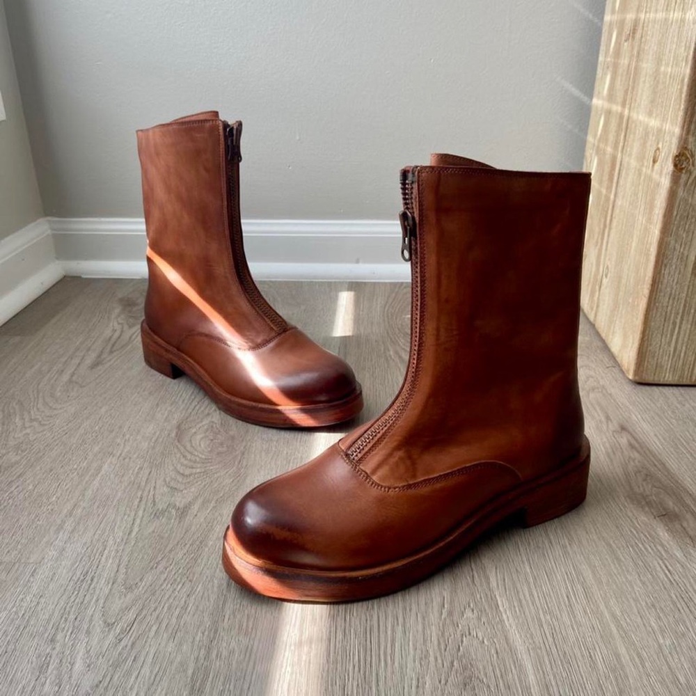 Elegant Brown Leather Ankle Boots